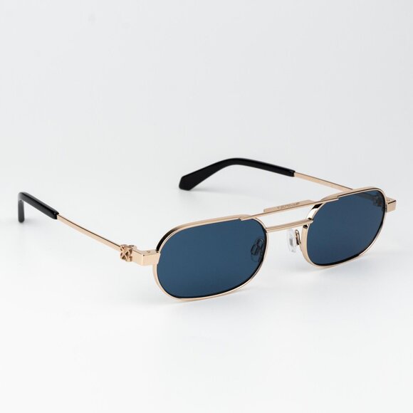 Off-White VAIDEN Men Sunglasses Gold Blue Oval OERI123 VAIDEN 7645 NEW AUTHENTIC - Picture 4 of 15